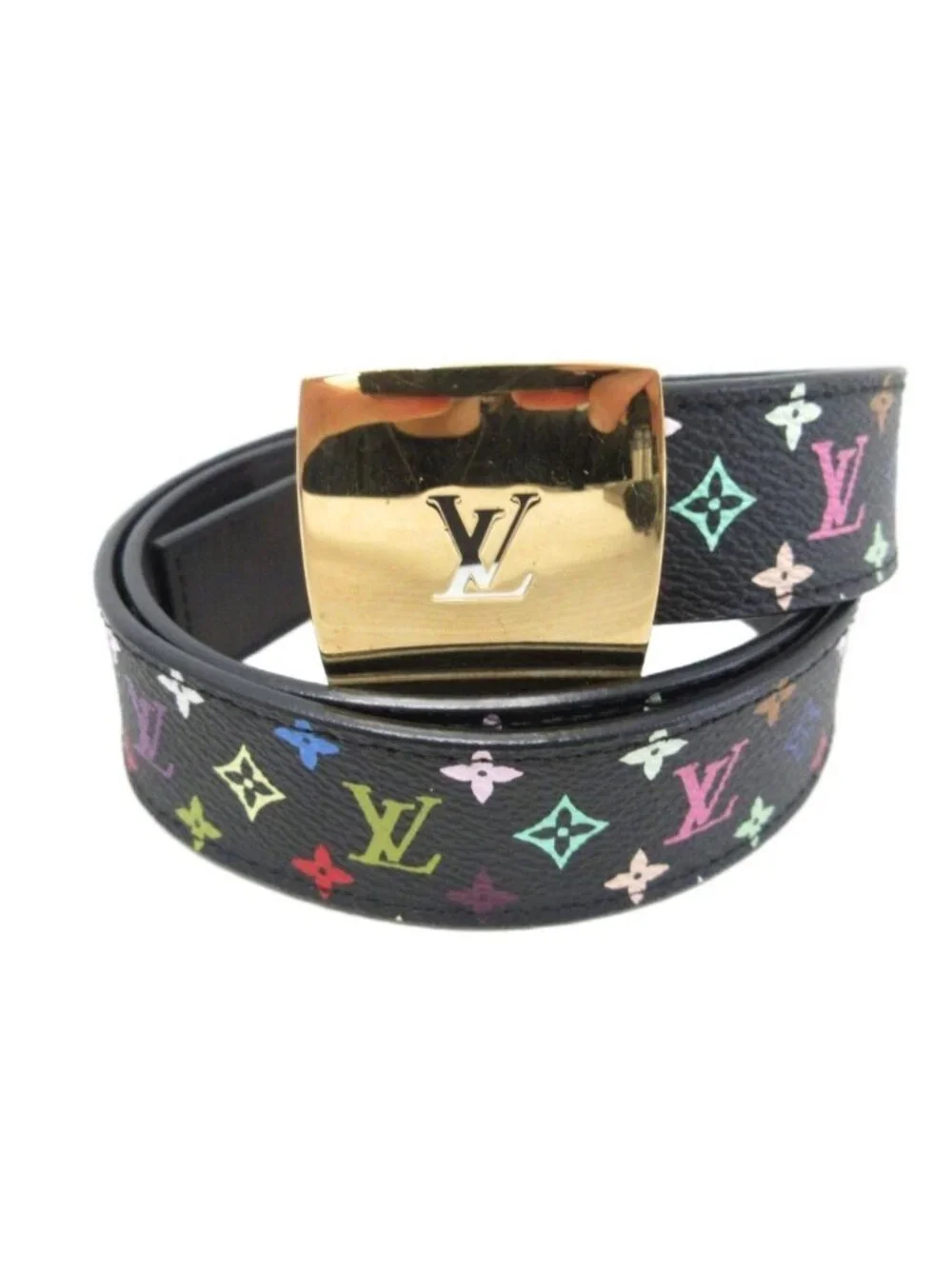 Louis Vuitton Ceinture LV Cut Monogram Belt Logo Buckle 34 85 Black Multicolor